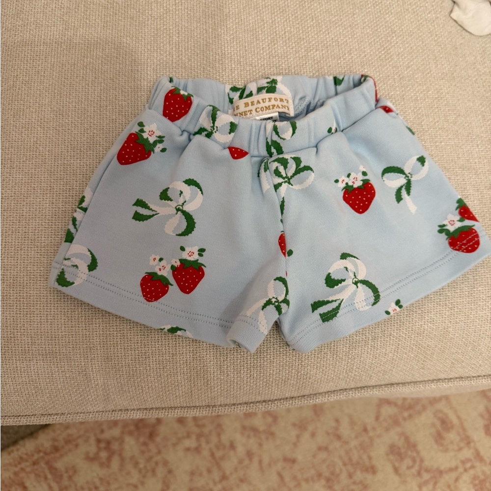 The Beaufort Bonnet Company Kids Blue Strawberry Print Shorts
